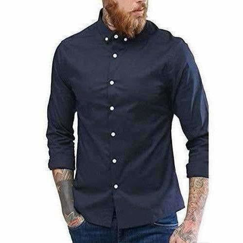 Men's Contrast Button Slim Fit Formal Shirt | Grocsy