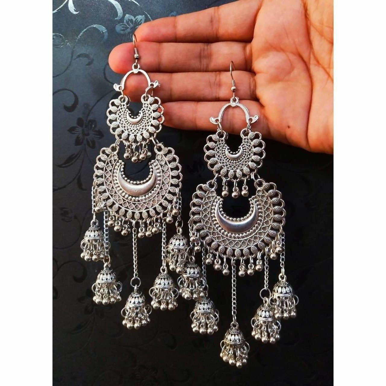 MS Fashion India Double Half Moon With Hanging Jhumkas | Grocsy