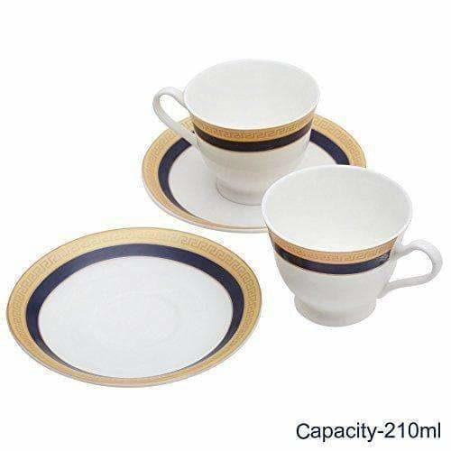 Classical Golden Border Cup Set with Saucer, Set of 12, 200ml | Grocsy
