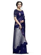 Shiv Textiles Women's Dark Blue Jacquard Art Silk Saree | Grocsy