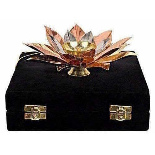 Copper Plated Lotus Design Diya | Grocsy