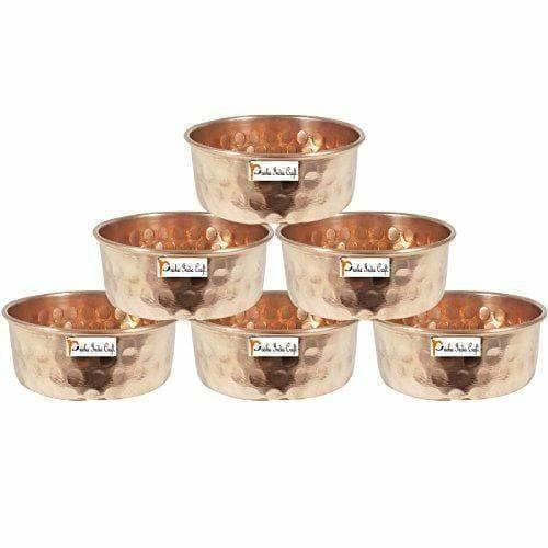 Pure Copper Serving Bowl - Dinner Bowl  - Set Of 6 | Grocsy