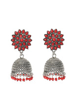 Mominos Fashion Johar Kamal Kundan Work Jhumka With Red Beads