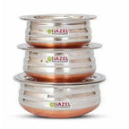 Copper Bottom Kadai Urli with Lid - 3 Pcs Set | Grocsy