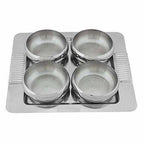 Stainless Steel Serving Set with Wooden Lid and Tray - 4 Pieces | Grocsy