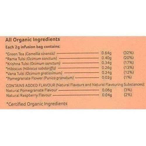 Organic India Tulsi Green Tea, Pomegranate, 25 Tea Bags | Grocsy