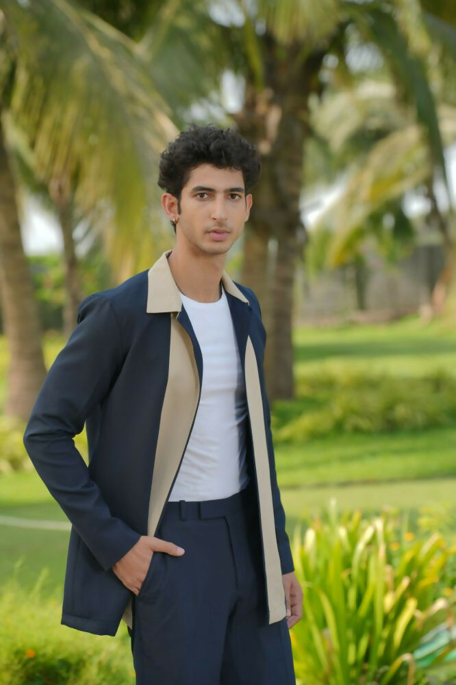 Duo Draft Navy Blue Shacket by Hilo Design | Grocsy