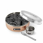 Stainless Steel and Copper Silver Spice Box and German Bowl Set of 3 | Grocsy