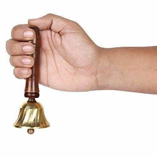 Brass & Wooden Pooja Prayer Ghanta - Indian Hindu Festivals | Grocsy
