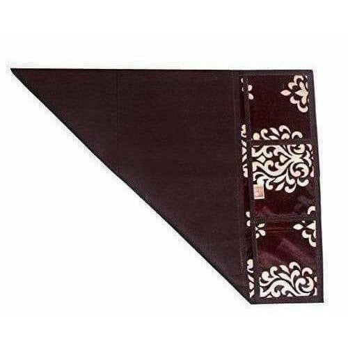 Floral Design Fridge Top Cover with 6 Utility Pockets - Brown Color | Grocsy