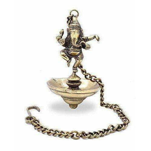 Dancing Ganesha Brass Hanging Diya | Grocsy