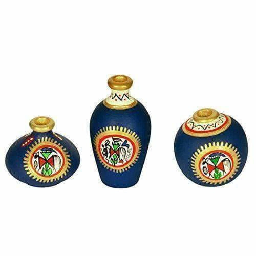 Hand-Painted Home Decorative Miniature Small Pots Set ( Set of 3 Mini Pots) | Grocsy