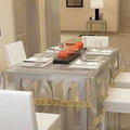 Transparent With Golden Lace 6 Seater Dinning Table Cover | Grocsy