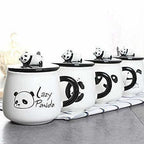 Panda Ceramic Mug with Ceramic Lid and Spoon(Random Design)-300 ML (Pack of 1) | Grocsy