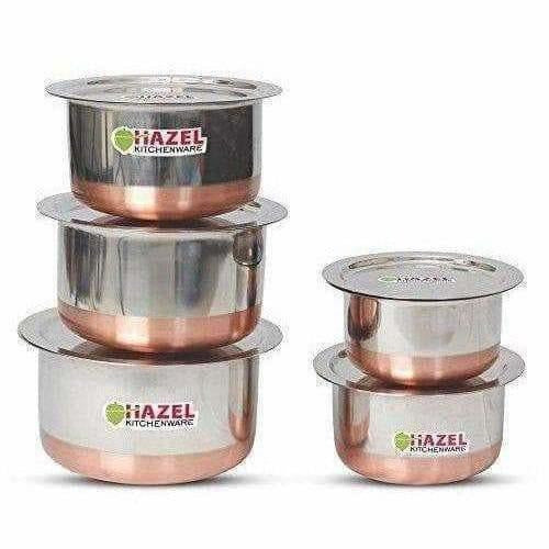 Copper Bottom Top with Lid - 5 Pcs Set - Stainless Steel Top | Grocsy