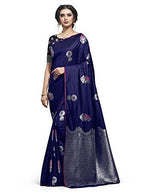 Shiv Textiles Women's Dark Blue Jacquard Art Silk Saree | Grocsy