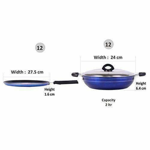 Nonstick Induction Base Cookware Set of Tawa + Kadhai | Grocsy