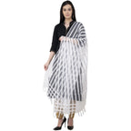 A R Silk Moti Luv Luv Stripe Regular Dupatta White Color Dupatta or Chunni | Grocsy