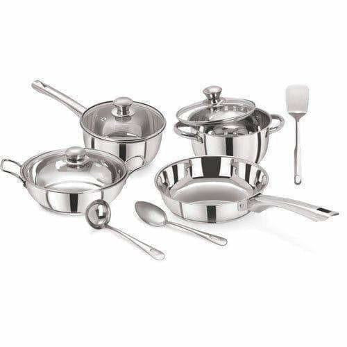 Pristine Tri Ply Induction Base Cooking Essential Steel Cookware | Grocsy