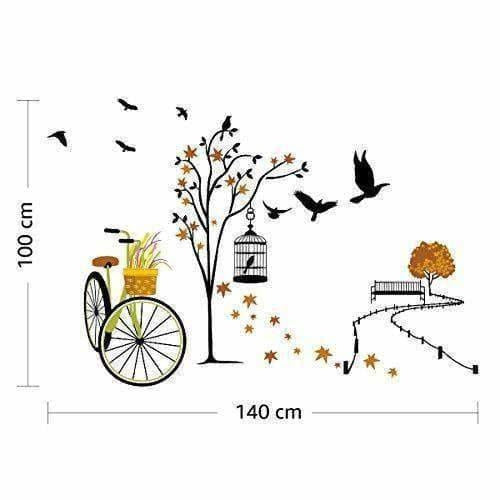 Wall Sticker for Living Room(Ride Through Nature, Ideal Size on Wall : 140 cm x 100 cm),Multicolour | Grocsy