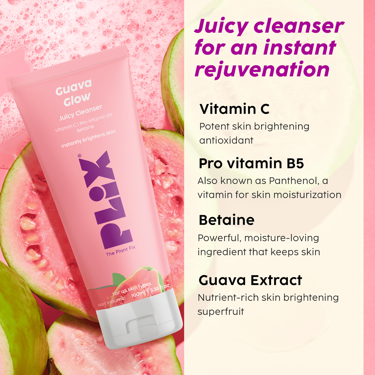 PLIX The Plant Fix Glow bright with Vitamin C Cleanser & 2-in-1 Toner Serum | Grocsy