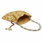 Ethnic Silk Potli bag Clutch Batwa Pouch with Embroidery and Metal Bead work Gift For Women | Grocsy