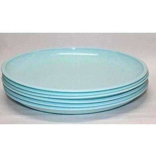 Microwave Safe & Unbreakable Round Full Plates with Bowl Pack of 6 Plates & 6 Bowl Set.- 12 Pieces - Aqua Blue Color | Grocsy