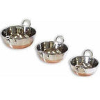 Stainless Steel Copper Bottom Kadhai with Handle - Set of 3 Pieces | Grocsy