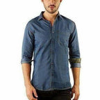 Men's Denim Full Sleeve Casual Shirt Dark Blue Color | Grocsy