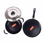 Nonstick Induction Base Cookware Set of Tawa + Kadhai | Grocsy