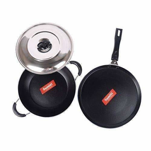 Nonstick Induction Base Cookware Set of Tawa + Kadhai | Grocsy