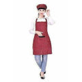 Red And Black Apron With Cap | Grocsy