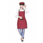 Red And Black Apron With Cap | Grocsy
