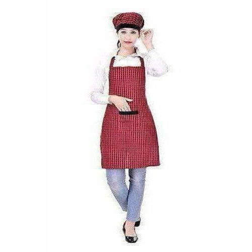 Red And Black Apron With Cap | Grocsy
