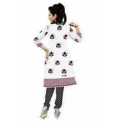 Women's Cotton Unstitched White Salwar Suit Material | Grocsy