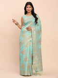 Shree Shyam Fashion Linen Cotton Sea Green Saree | Grocsy