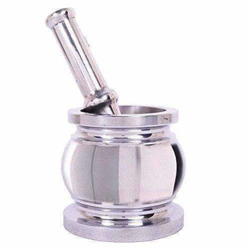 Stainless Steel Kitchen khalbatta, Okhli Masher, Mortar And Pestle Set (Steel) | Grocsy