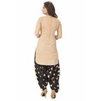 Beige Cotton Printed Unstitched Dress Material | Grocsy