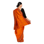 Exclusive Collection 100% Pure Cotton Orange Tant Saree With Hand Weaving Work | Grocsy