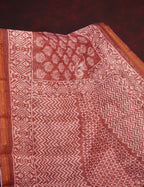 Red Onion All Over Printed Semi Chanderi Saree By Gayathri Reddy Designer Studio | Grocsy