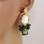 Tehzeeb Creations Back Meenakari Gold-Polished Earring Jewellery Set Uncut Kundan Big Faux Kundan Dibbi Kundan Choker Necklace Set | Grocsy