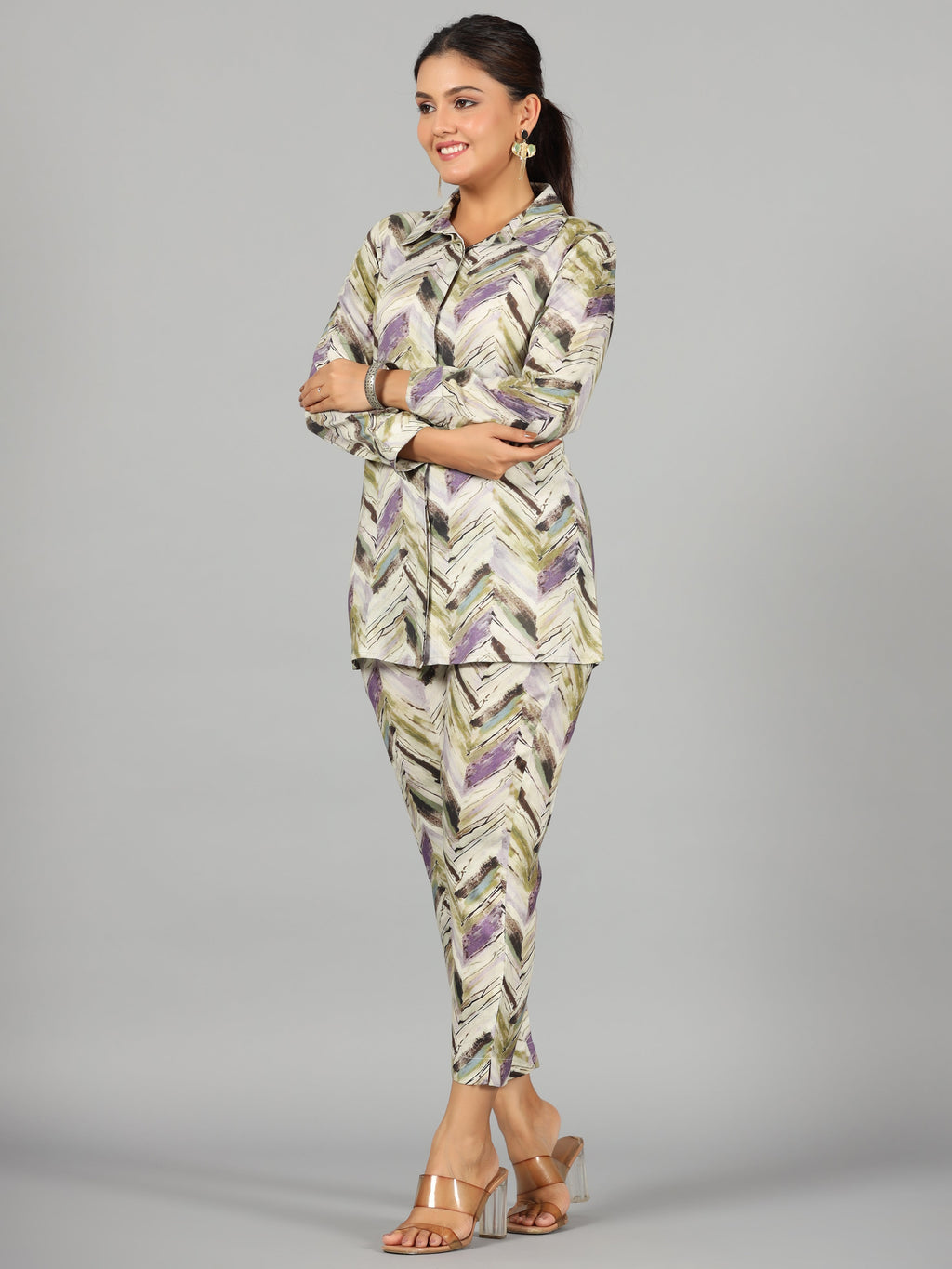 Juniper Women Green Rayon Printed Clothing Set | Grocsy