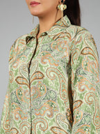 Juniper Women Green Kasturi Silk Printed Co-Ord Set | Grocsy