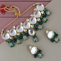 Tehzeeb Creations Back Meenakari Gold-Polished Earring Jewellery Set Uncut Kundan Big Faux Kundan Dibbi Kundan Choker Necklace Set | Grocsy