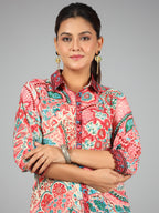 Juniper Women Beige Kasturi Silk Printed Clothing Set | Grocsy