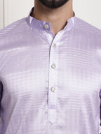 Sojanya Woven Design Mandarin Collar Silk Cotton Kurta | Grocsy