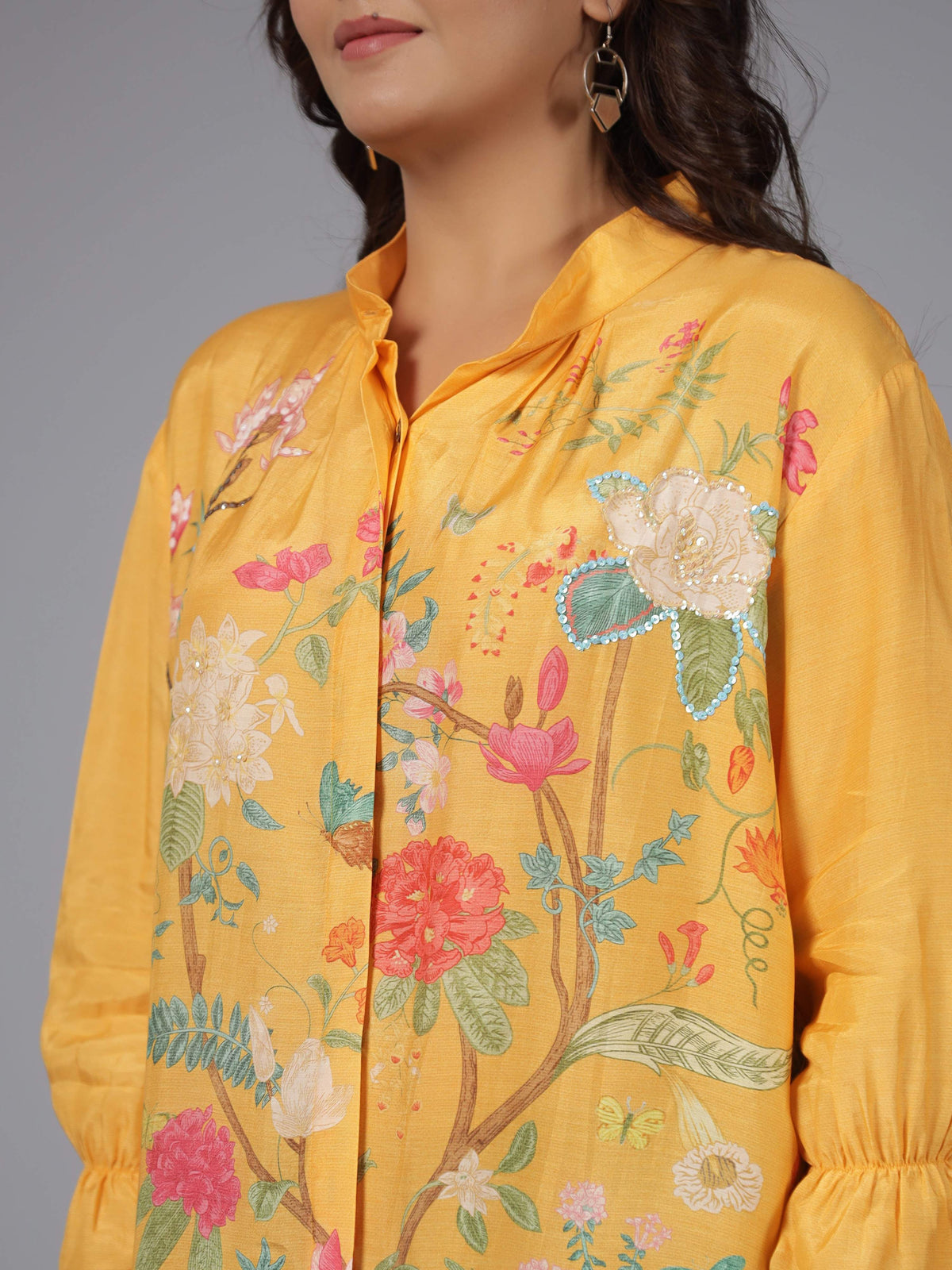 Juniper Women Yellow Muslin Printed Tunic | Grocsy