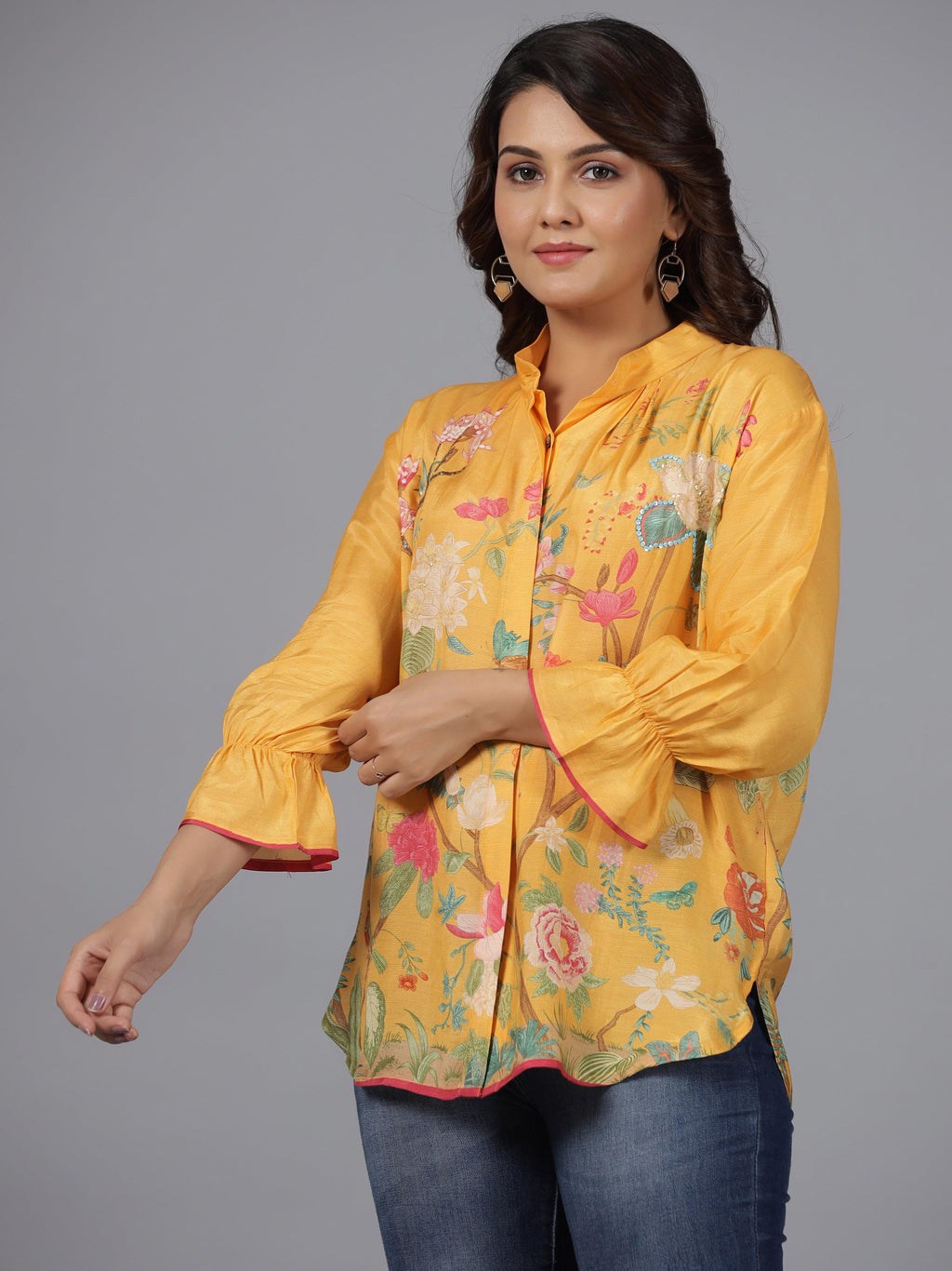 Juniper Women Yellow Muslin Printed Tunic | Grocsy
