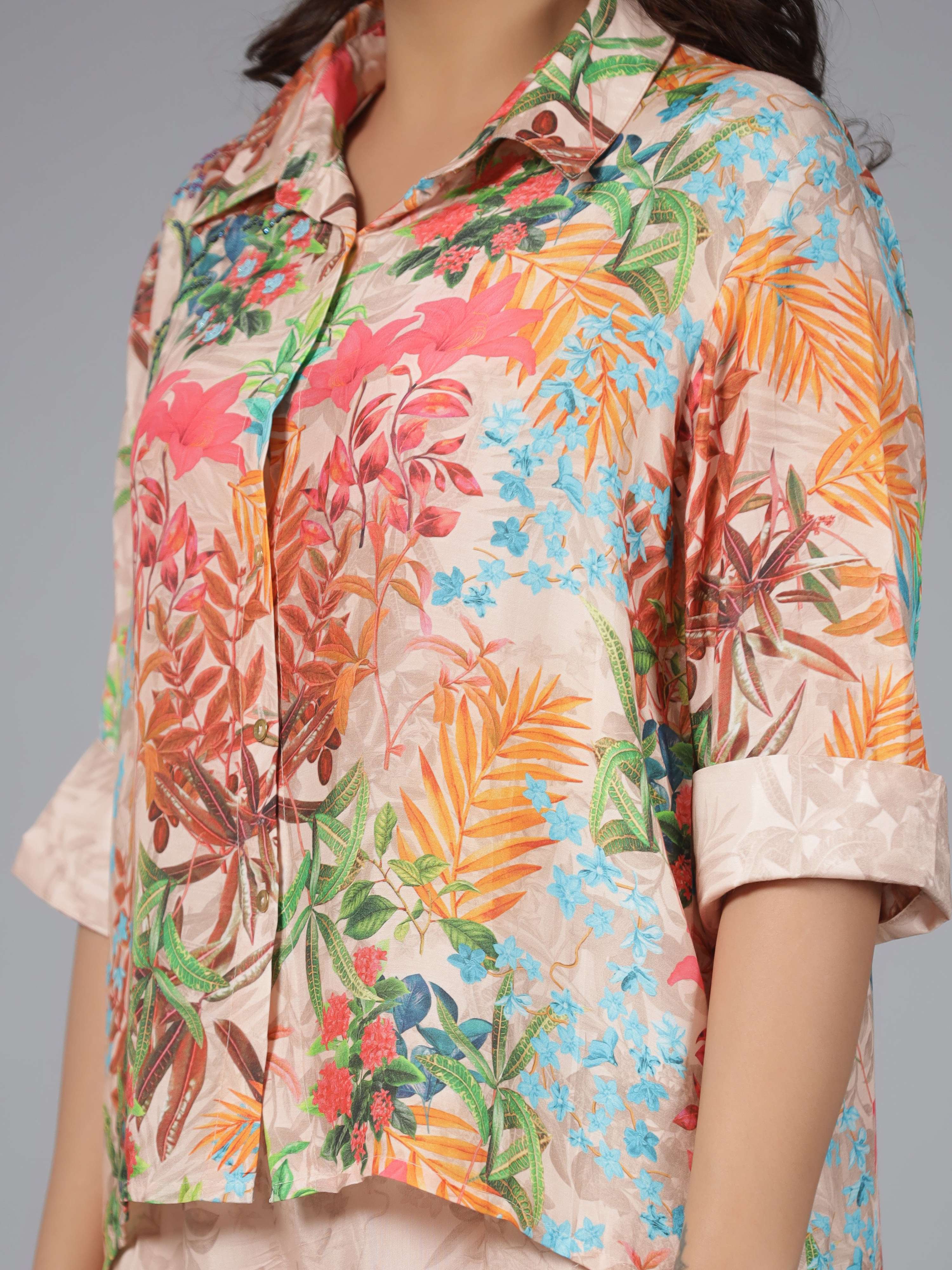Juniper Women Peach Muslin Printed Clothing Set | Grocsy