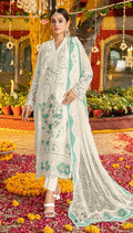 Anaita White & Blue Chiffon Suit with Embroidery & Sequence Work | Grocsy